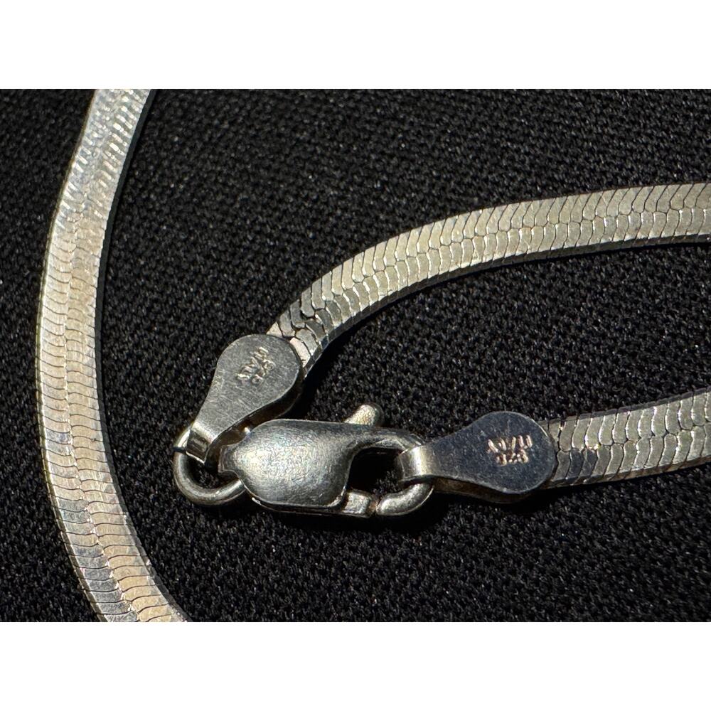 925 Italy Sterling Silver 15in Signed D Snake Chain Necklace - Picture 4 of 5